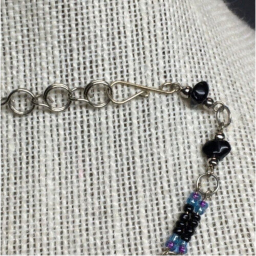 Turtle Anklet Ankle Bracelet 10 In Silver Charm Blue Purple Black Retro Vintage - Picture 3 of 5